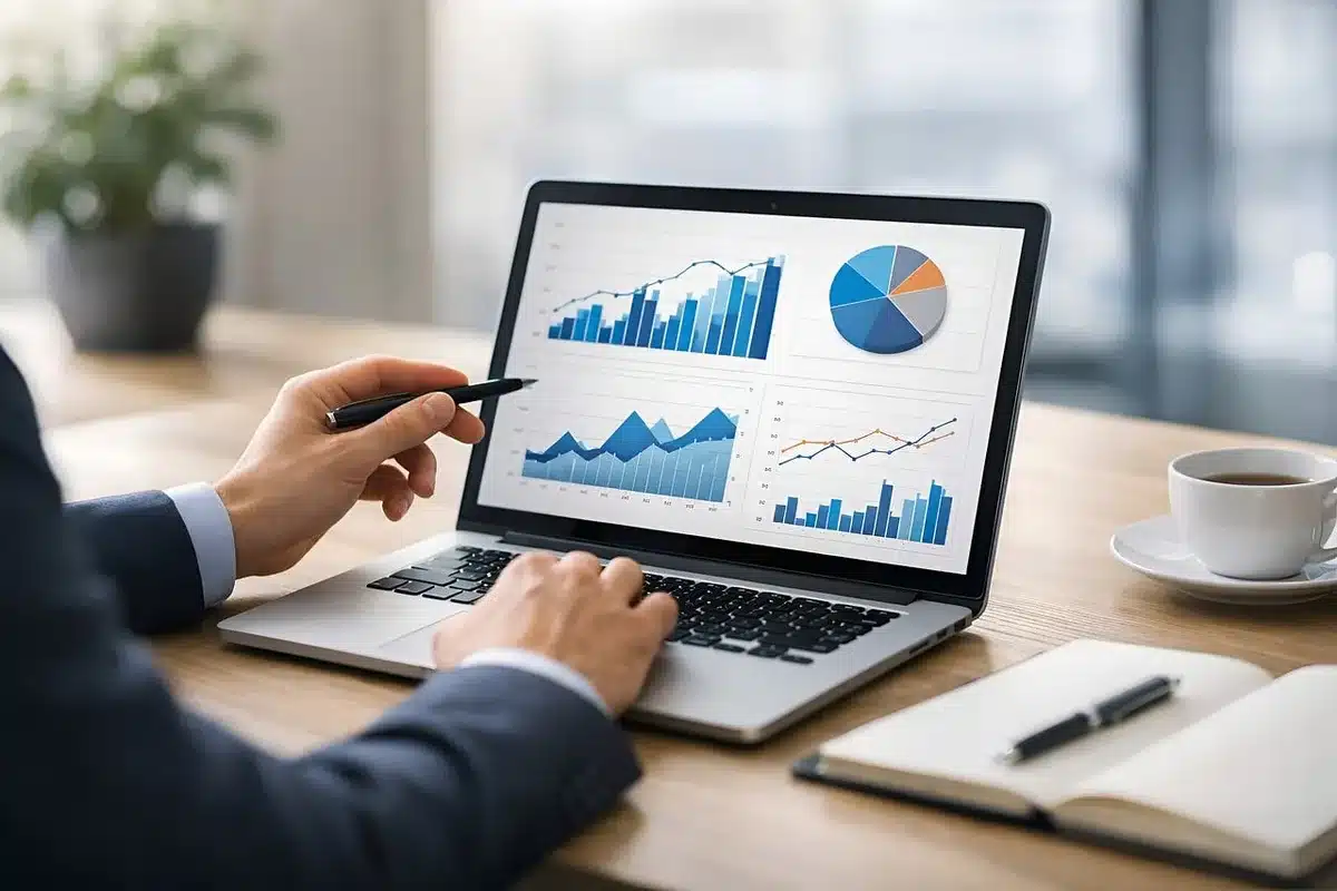 Interface d'administration Shopify affichée sur un ordinateur portable
